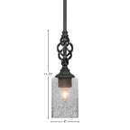 Eleganté One Light Mini Pendant in Matte Black with 4" Smoke Bubble Shade