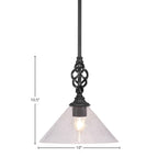 Eleganté One Light Mini Pendant in Matte Black with 10" Clear Bubble Shade