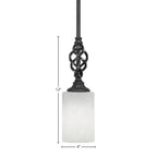 Eleganté One Light Mini Pendant in Matte Black with 4" White Muslin Shade