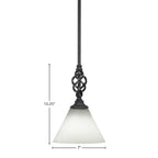 Eleganté One Light Mini Pendant in Matte Black with 7" White Muslin Shade