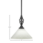Eleganté One Light Mini Pendant in Matte Black with 10" White Muslin Shade