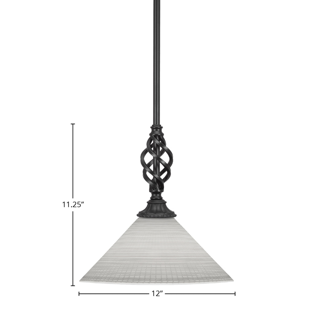 Eleganté One Light Mini Pendant in Matte Black with 12" White Matrix Shade