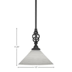 Eleganté One Light Mini Pendant in Matte Black with 12" White Matrix Shade