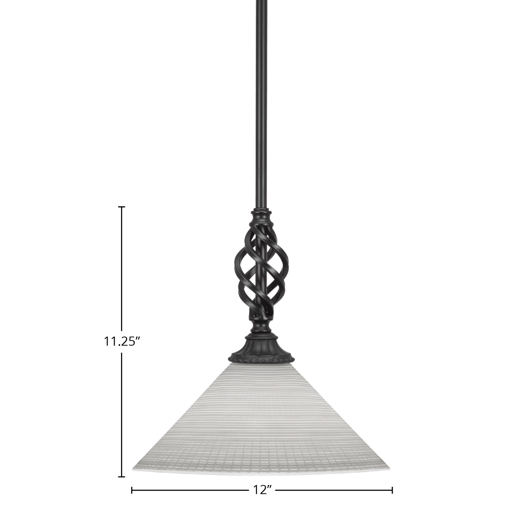 Eleganté One Light Mini Pendant in Matte Black with 12" White Matrix Shade
