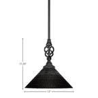 Eleganté One Light Mini Pendant in Matte Black with 12" Black Matrix Shade