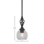 Eleganté One Light Mini Pendant in Matte Black with 5.75" Clear Bubble Shade