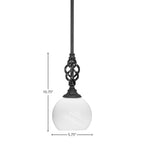 Eleganté One Light Mini Pendant in Matte Black with 5.75" White Marble Shade