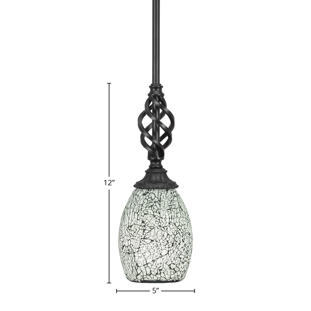 Eleganté One Light Mini Pendant in Matte Black with 5" Black Fusion Shade