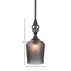 Eleganté One Light Mini Pendant in Matte Black with 9" Smoke Textured Shade