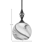 Eleganté One Light Mini Pendant in Matte Black with 11.75" Onyx Swirl Shade