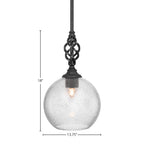 Eleganté One Light Mini Pendant in Matte Black with 13.75" Smoke Bubble Shade