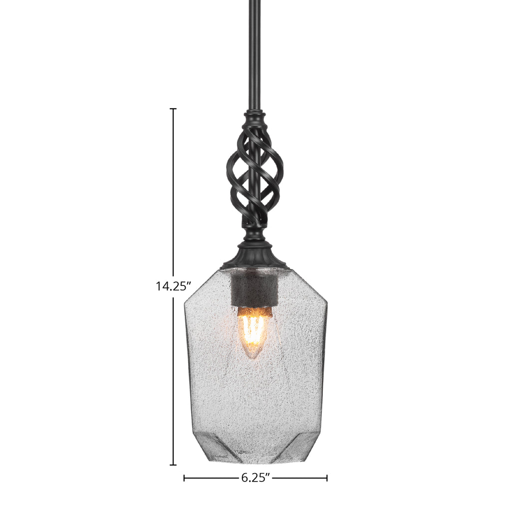 Eleganté One Light Mini Pendant in Matte Black with 6.25" Smoke Shade