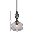 Eleganté One Light Mini Pendant in Matte Black with 8.75" Smoke Shade