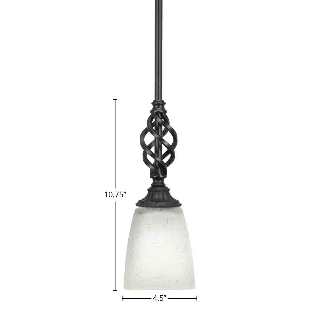 Eleganté One Light Mini Pendant in Matte Black with 4.5" Square White Muslin Shade