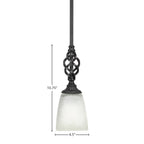 Eleganté One Light Mini Pendant in Matte Black with 4.5" Square White Muslin Shade