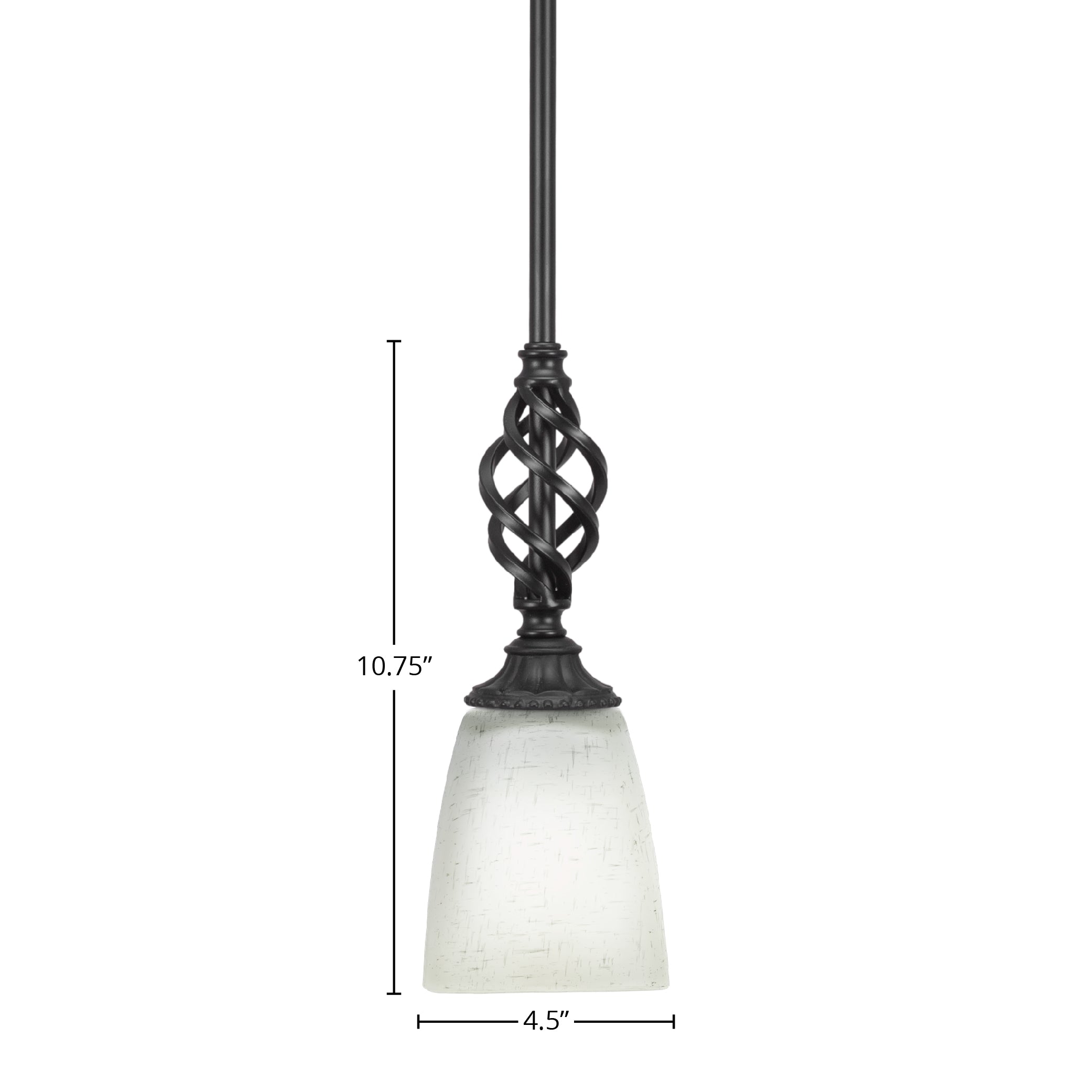 Eleganté One Light Mini Pendant in Matte Black with 4.5" Square White Muslin Shade