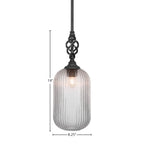 Eleganté One Light Mini Pendant in Matte Black with 8.25" Micro Bubble Ribbed Shade