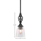 Eleganté One Light Mini Pendant in Matte Black with 4.5" Square Clear Bubble Shade