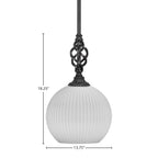 Eleganté One Light Mini Pendant in Matte Black with 13.75" Opal Frosted Shade