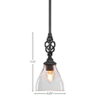 Eleganté One Light Mini Pendant in Matte Black with 6.25" Clear Bubble Shade