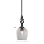 Eleganté One Light Mini Pendant in Matte Black with 6" Clear Bubble Shade