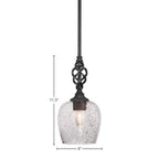 Eleganté One Light Mini Pendant in Matte Black with 6" Smoke Bubble Shade