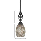 Eleganté One Light Mini Pendant in Matte Black with 5" Natural Fusion Shade