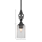 Eleganté One Light Mini Pendant in Matte Black with 4" Square Clear Bubble Shade