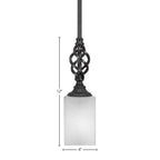 Eleganté One Light Mini Pendant in Matte Black with 4" Square White Muslin Shade