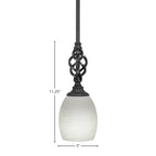 Eleganté One Light Mini Pendant in Matte Black with 5" White Linen Shade