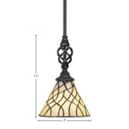 Eleganté One Light Mini Pendant in Matte Black with 7" Sandhill Art Glass Shade
