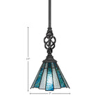 Eleganté One Light Mini Pendant in Matte Black with 7" Sea Ice Art Glass Shade