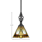 Eleganté One Light Mini Pendant in Matte Black with 7" Zion Art Glass Shade