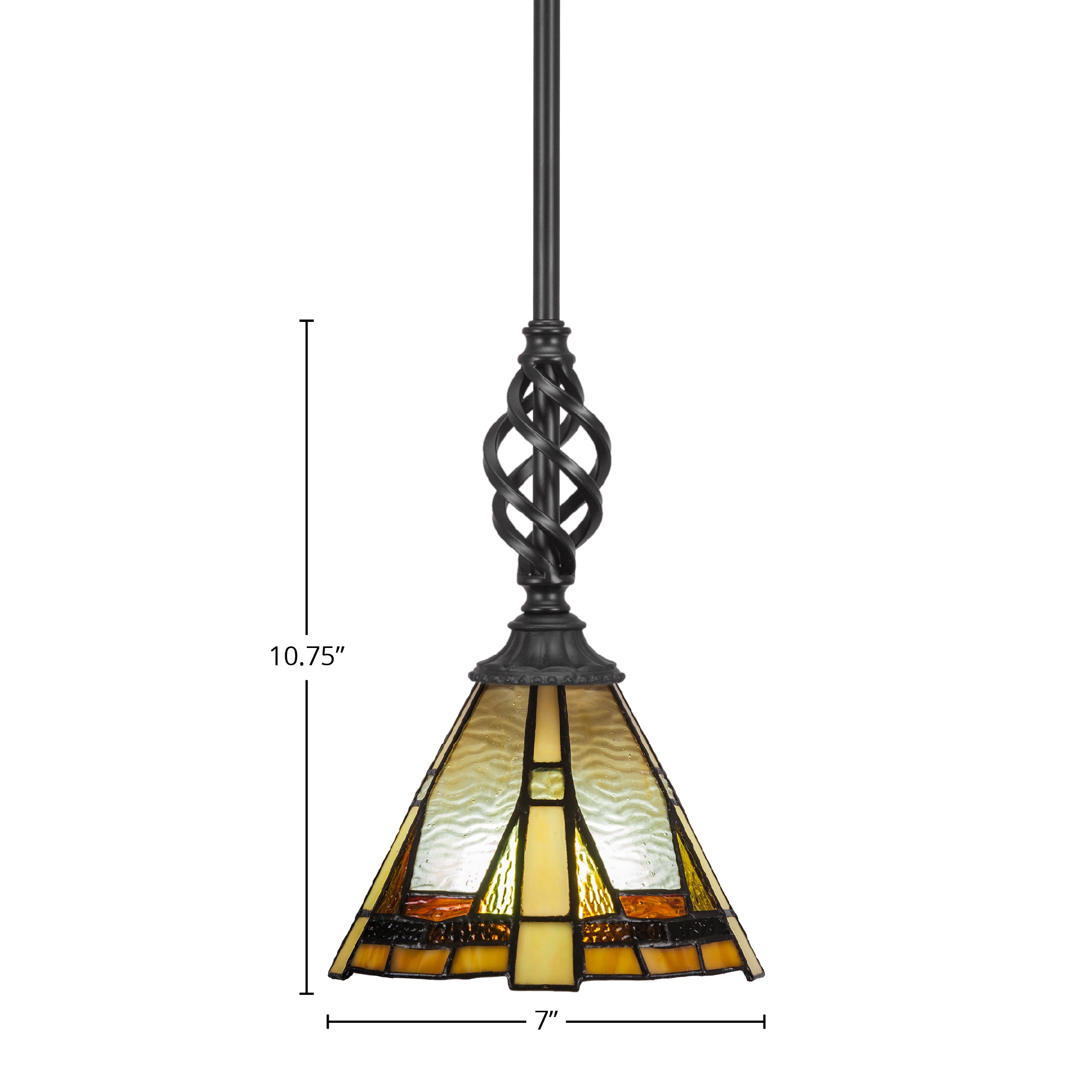 Eleganté One Light Mini Pendant in Matte Black with 7" Zion Art Glass Shade