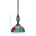 Eleganté One Light Mini Pendant in Matte Black with 12" Sierra Art Glass Shade