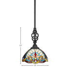 Eleganté One Light Mini Pendant in Matte Black with 12" Earth Star Art Glass Shade