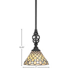 Eleganté One Light Mini Pendant in Matte Black with 7" Starlight Art Glass Shade