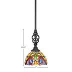 Eleganté One Light Mini Pendant in Matte Black with 7" Lynx Art Glass Shade