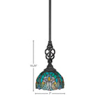 Eleganté One Light Mini Pendant in Matte Black with 7" Turquoise Cypress Art Glass Shade