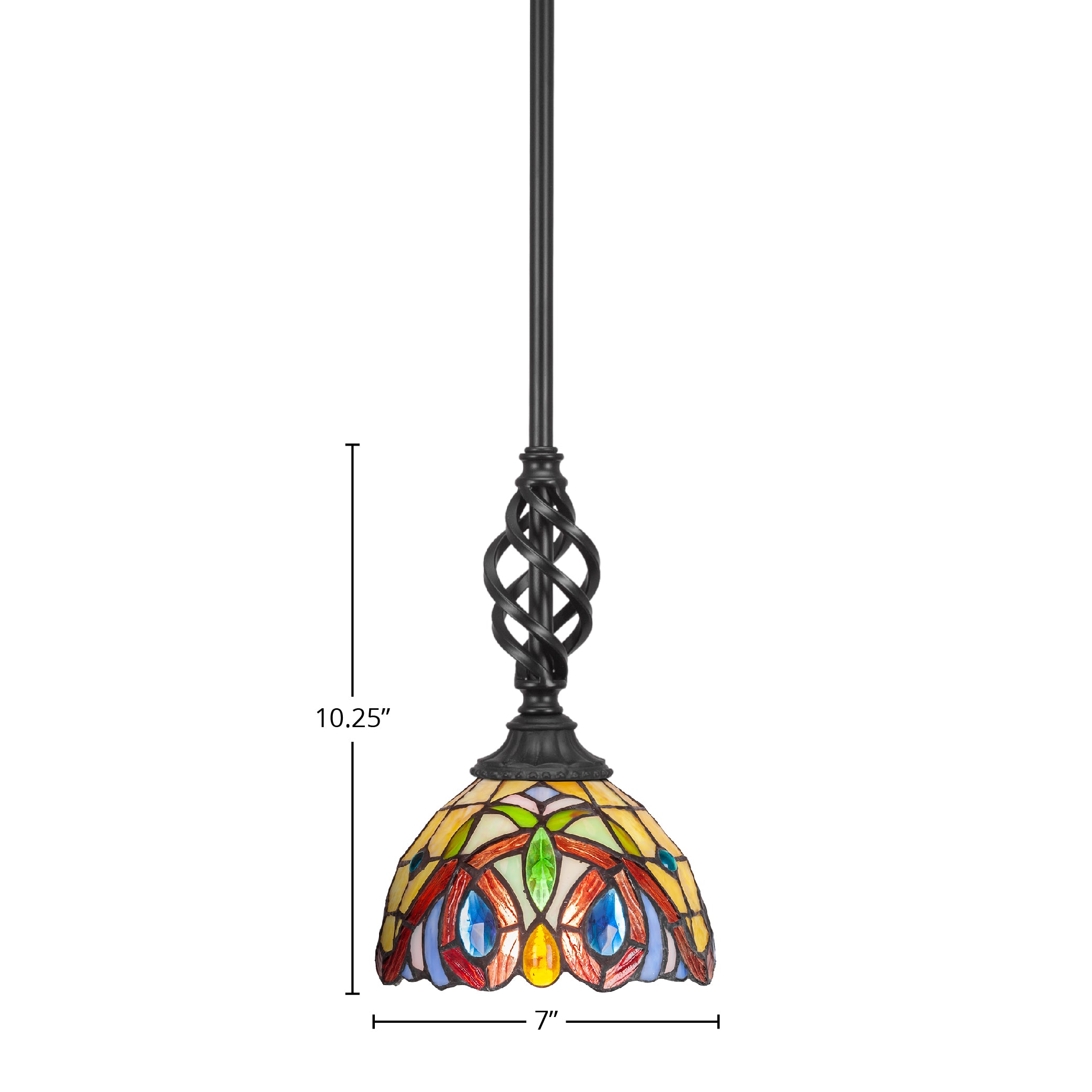 Eleganté One Light Mini Pendant in Matte Black with 7" Ivory Cypress Art Glass Shade