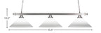 Square Three Light Bar in Brushed Nickel with 16" White Muslin Shade