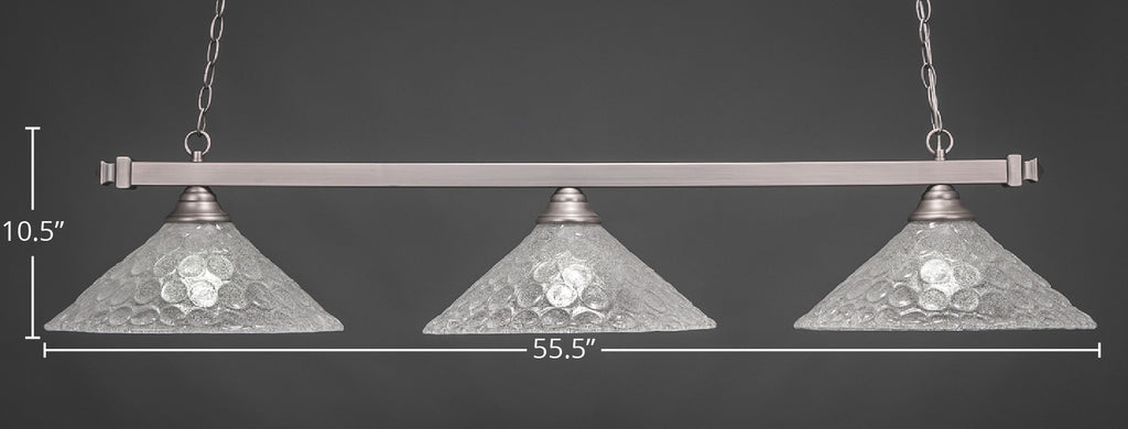 Square Three Light Bar in Brushed Nickel with 16" Italian Bubble Shade