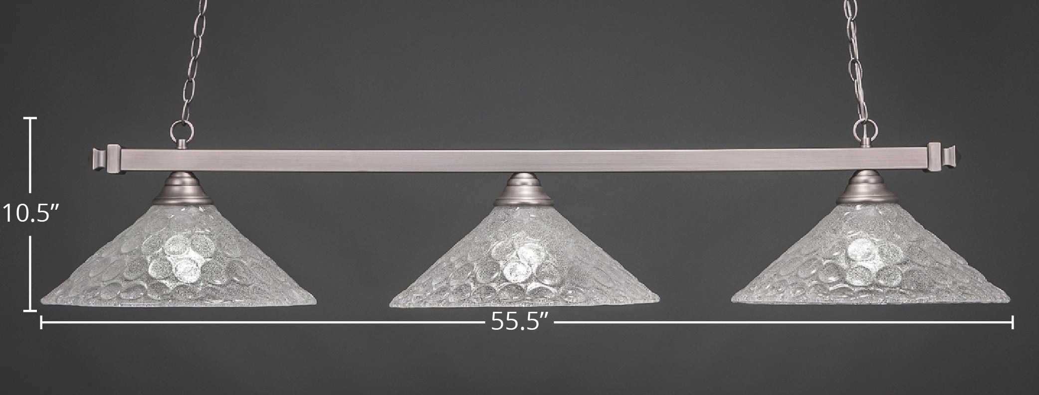 Square Three Light Bar in Brushed Nickel with 16" Italian Bubble Shade