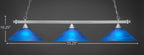 Square Three Light Bar in Brushed Nickel with 16" Blue Italian Shade
