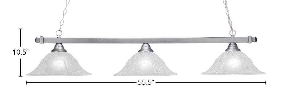 Square Three Light Bar in Brushed Nickel with 16" White Marble Shade