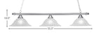 Square Three Light Bar in Brushed Nickel with 16" White Marble Shade