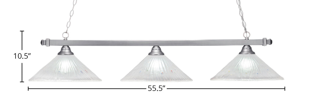 Square Three Light Bar in Brushed Nickel with 16" Frosted Crystal Shade