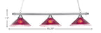 Square Three Light Bar in Brushed Nickel with 16" Raspberry Crystal Shade