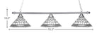 Square Three Light Bar in Brushed Nickel with 16" Pewter Art Glass Shade