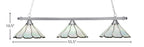 Square Three Light Bar in Brushed Nickel with 16" Pearl & Black Flair Art Glass Shade